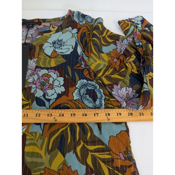 Jane + Delancey Womens Dark Floral Sheer Pop Over Blouse Wimsygoth‎ Fairy Size M - Picture 7 of 8